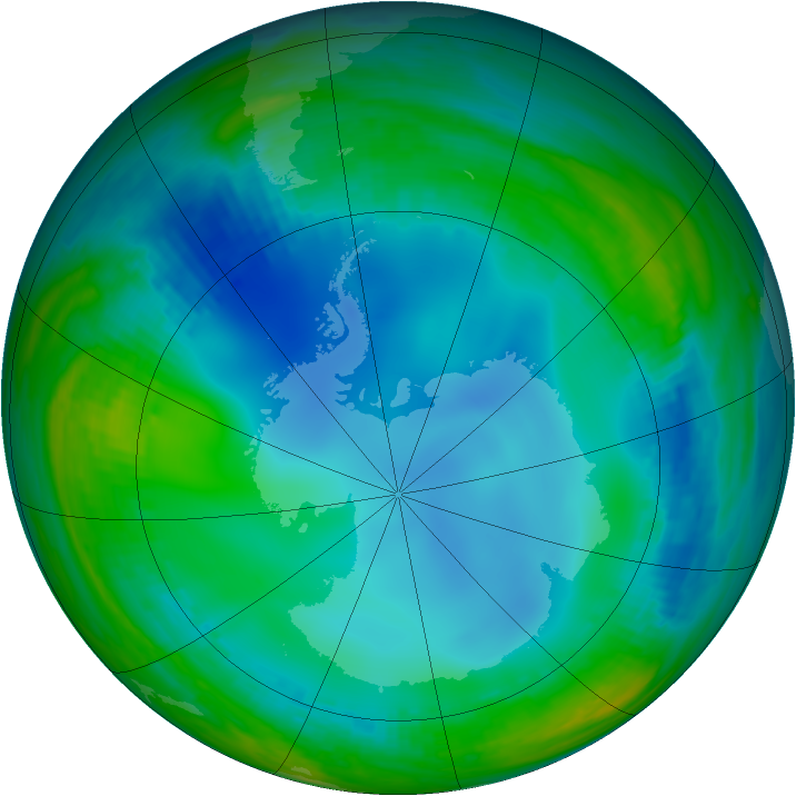 Antarctic ozone map for 09 July 2000